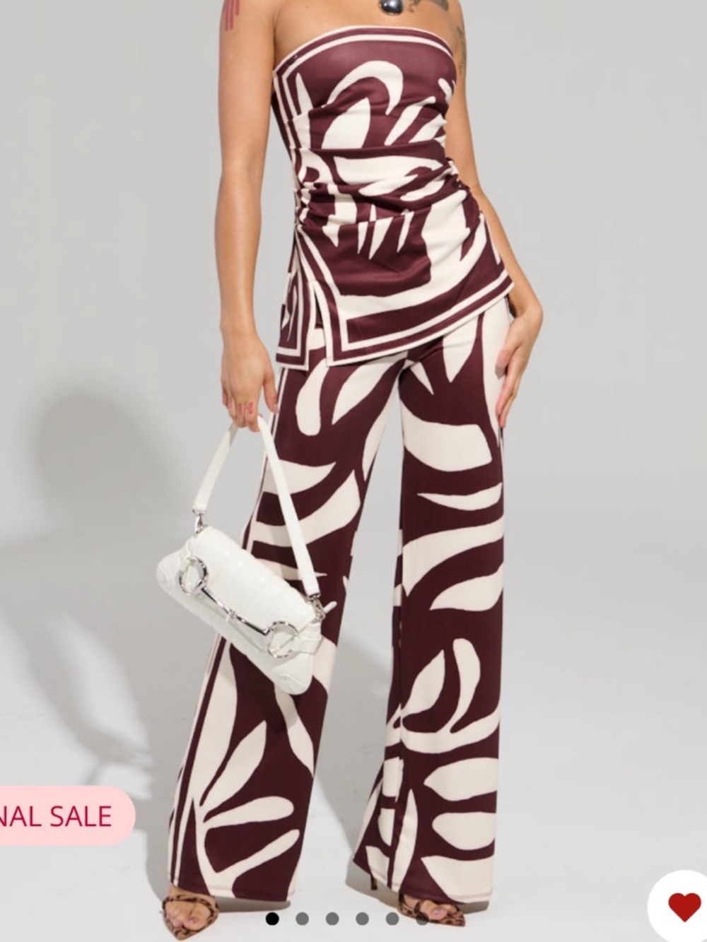 Strapless Printed Palazzo Jumpsuit in Blue and White